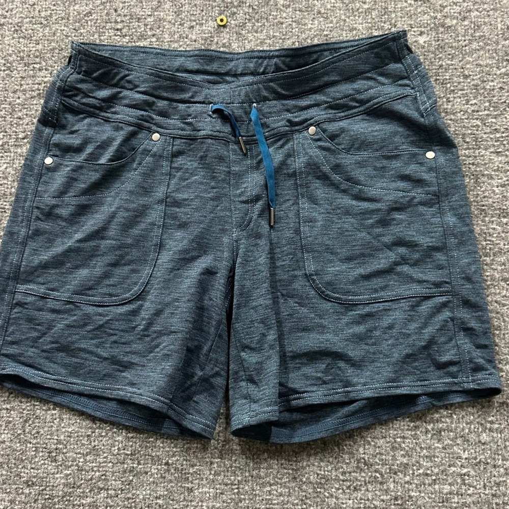 Kuhl Shorts Womens Size 6 Blue Heathered Knit Drawstring Hiking Outdoor Casual
